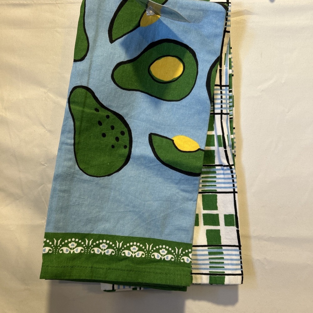 Avocado And Plaid Green And Blue Indoor/outdoor Napkins Set of 2
